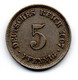 Allemagne - 5 Pfennig 1907 E TTB - 5 Pfennig
