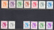 Hong Kong 1954-62 Mint No Hinge, Sc# ,SG 178-186,188-191 - Neufs