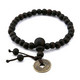 BRACCIALE DI LEGNO CON CIONDOLO MONETA PREGHIERA  QYIN-YANG BUDDHA TIBETANO DALAI LAMA ZEN KUNG-FU SPIRITUALE - Armbänder