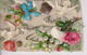 Bonne Année Pigeons Rose Fleurs Republique Française  PORCELAINE PORSELEIN PORCELAIN POSTCARD FANTAISIE FANTASY - Porcelaine