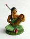 FIGURINE STARLUX 1957 CAMP INDIEN Série Luxe 2833 SQUAW ACROUPIE AVEC BEBE Tenue Verte Indienne - Starlux