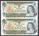 1973   $1  UNCUT PAIR Signed Crow / Bouey  UNC - Kanada