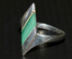 Delcampe - JOLIE BAGUE ARGENT ANCIENNE Poinçon 925e & Malachite Fond De Stock Bijoutier XXe Collection Vitrine Bijou Ancien Bijoux - Ring