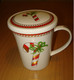 CANDY CANE CHRISTMAS XMAS MUG TANKARD CUP WITH CAP ROYAL FINE PORCELAIN LIMOGES - Tasses