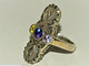 BELLE ANCIENNE BAGUE MARQUISE ARGENT 925e & MINERVE 3 PIERRES Et Marcassites XXe - Anillos