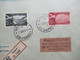Jugoslawien 1951 Flugzeuge über Landschaften Nr.649/650 Einschreiben Beograd 1 Nach Otting Roter Dreieck Zensurstempel - Briefe U. Dokumente