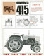 Fiche Publicitaire, Format 21 X 27 Cm Tracteur "Someca 415 Grand Dégagement" Caractéristiques Techniques - SIMCA - Tractors