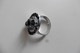 Bague Réglable En Métal Argenté Et Cristaux Strass Blanc Noir Style Art Deco - Ring