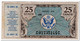 UNITED STATES,MILITARY PAYMENT CERTIFICATE,25 CENTS,1948,P.M17,aF - 1948-1951 - Serie 472