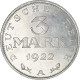 Monnaie, Allemagne, République De Weimar, 3 Mark, 1922, Berlin, SUP, Aluminium - 3 Mark & 3 Reichsmark