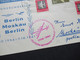 DDR 1961 Erinnerungsflug Berlin - Moskau - Berlin Deutsche Lufthansa Aeroflot SST Berlin NW 7 Luftpoststelle - Storia Postale