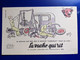 BUVARD PUBLICITAIRE  FROMAGE LA VACHE QUI RIT ILLUSTRATEUR HERVE BAILLE  GARAGE MECANIQUE VOITURE - Senf