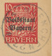 BAYERN ORTSSTEMPEL MUENCHEN 27. K2 (MÜNCHEN) 1919 Auf 10 Pf Wappen Überdruck-GA Volksstaat Bayern, ABART: äußere Weisser - Ganzsachen