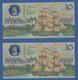 AUSTRALIA - P.49b – SET 2 PCS X 10 Dollars 1988 UNC, "Bicentennial Of Settlement In Australia" Commemorative Issue - 1988 (10$ Polymeerbiljetten)