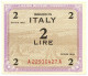 2 LIRE OCCUPAZIONE AMERICANA IN ITALIA MONOLINGUA BEP 1943 QFDS - Ocupación Aliados Segunda Guerra Mundial
