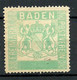 Germany Deutschland Freimarke Postverein Baden Ohne Wertangabe (*) Ohne Gummi/mint No Gum Wappe Coat Of Arms - Neufs