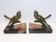 Delcampe - *BELLE PAIRE OISEAUX BRONZE ART DECO SERRE LIVRES PATINE VERTE SOCLE MARBRE   E - Art Nouveau / Art Deco