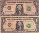 USA 2 X 1 Dollar Of Federal Reserve Notes 1988 NEW YORK VG-F Consecutive Numbers "free Shipping Via Regular Air Mail" - Federal Reserve (1928-...)