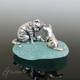 Ancienne Figurine Miniature Chat Chaton Argent Sterling Massif 925 Sujet Vitrine - Animales