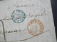 Belgien 1856 Faltbrief Mit Inhalt Roter Stempel K2 Charleroy Und Blauer K2 Belg. 5 Valenciennes Nach Beaume - 1849-1865 Médaillons (Autres)