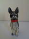 Delcampe - Escultura De Un Perro Boston Terrier Sentado Y Con Un Collar Rojo. Metal Pintado. Estilo Viena. - Metall