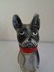 Delcampe - Escultura De Un Perro Boston Terrier Sentado Y Con Un Collar Rojo. Metal Pintado. Estilo Viena. - Metal