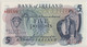 IRELAND  Northern   5 Pounds    Bank Of Ireland P62b  (ND  1977)  "Hibernia + Airplave & Passenger Ship At Back"  UNC - 5 Pounds