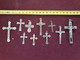 Lot De 10 Pendentifs Croix Anciennes Argent Et Argente - Hangers