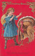Thanksgiving Greetings, Girl Turkey, 'Eat Drink And Be Merry. .  .', C1900s Vintage Embossed Postcard - Thanksgiving