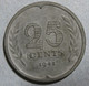 Pays Bas Occupation Allemande 25 Cents 1941 Wilhelmina, En Zinc , KM# 174 - 25 Cent