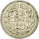 Monnaie, Pays-Bas, Wilhelmina I, 25 Cents, 1941, TB+, Argent, KM:164 - 25 Centavos