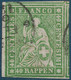 Suisse Déesse Assise Non Dentelé N°30 Fil Vert Papier épais Oblitéré Dateur Tres Grandes Marges Plusieurs Voisins TTB - Used Stamps