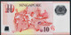 SINGAPORE P48n  10 DOLLARS ND 2 Inverted Trianglesr/Back #6FV UNC. - Singapour