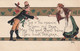 St. Patrick's Day, H.B. Griggs Artist Signed Man Greets Woman, C1900s/10s Vintage Embossed Postcard - Saint-Patrick's Day