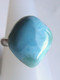 Delcampe - Bague Larimar, Pierre Semi-précieuse, Bijou Artisanal, Superbe Pierre Naturelle, Pierre Bleu Blanc, Anneau Réglable Arge - Ring