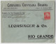 Brazil 1917 Brahma Brewery Co. Cover Reply To Luchsinger & Co In Rio Grande Vandenkolk Stamp 100 Réis By Steamer Itapuhy - Covers & Documents