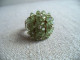 Bague Artisanale Perles Fleurs Vertes Anneau Perles Blanches. Beau Travail. - Bagues