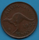 AUSTRALIA 1 PENNY 1952 Melbourne Mint  KM#43 George VI ANIMAL Kangaroo - Penny