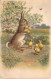 Pâques - Illustration Poussins Dans Les Pattes D'un Lapin - Cartes Postales Anciennes - Easter