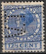 Perfin V.T. (N.V. C.G. Van Tubbergen's Bloembollen- En Zaadhandel) In 1938 Wilhelmina Type Veth 12½ Ct Blauw NVPH 185 - Perfins