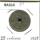 25 CENTIMES 1928 DUTCH Text BÉLGICA BELGIUM Moneda #BA314.E - 25 Cents