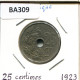 25 CENTIMES 1923 BELGIQUE BELGIUM Pièce #BA309.F - 25 Cents