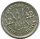 3 PENCE 1949 AUSTRALIA I SILVER Coin #AZ166.U - Threepence