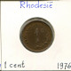 1 CENT 1976 RHODÉSIE RHODESIA ZIMBABWE Pièce #AP609.2.F - Zimbabwe