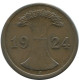 2 REICHSPFENNIG 1924 J ALEMANIA Moneda GERMANY #AE287.E - 2 Rentenpfennig & 2 Reichspfennig