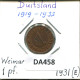 1 RENTENPFENNIG 1931 E DEUTSCHLAND Münze GERMANY #DA458.2.D - 1 Rentenpfennig & 1 Reichspfennig
