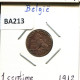 1 CENTIME 1912 DUTCH Text BELGIEN BELGIUM Münze #BA213.D - 1 Centime