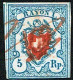 TIMBRE OBLITERE . PAPIER MINCE BLEU CLAIR CROIX NON ENCADREE 1851 C/.S.B.K. Nr:17II.Ab4. Y&TELIIER Nr:20. - 1843-1852 Federale & Kantonnale Postzegels