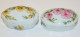 Delcampe - -2 PETITES BOITES PORCELAINE BOITE A PILULES LIMOGES Fleurs Signées V GALINET    E - Limoges (FRA)