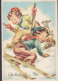 Italy/Germany? PPC Illustrator 'Vincent' Glückliches Neues Jahr. Children Skiing & Dog Hund Chien (2 Scans) - Vincent P.
